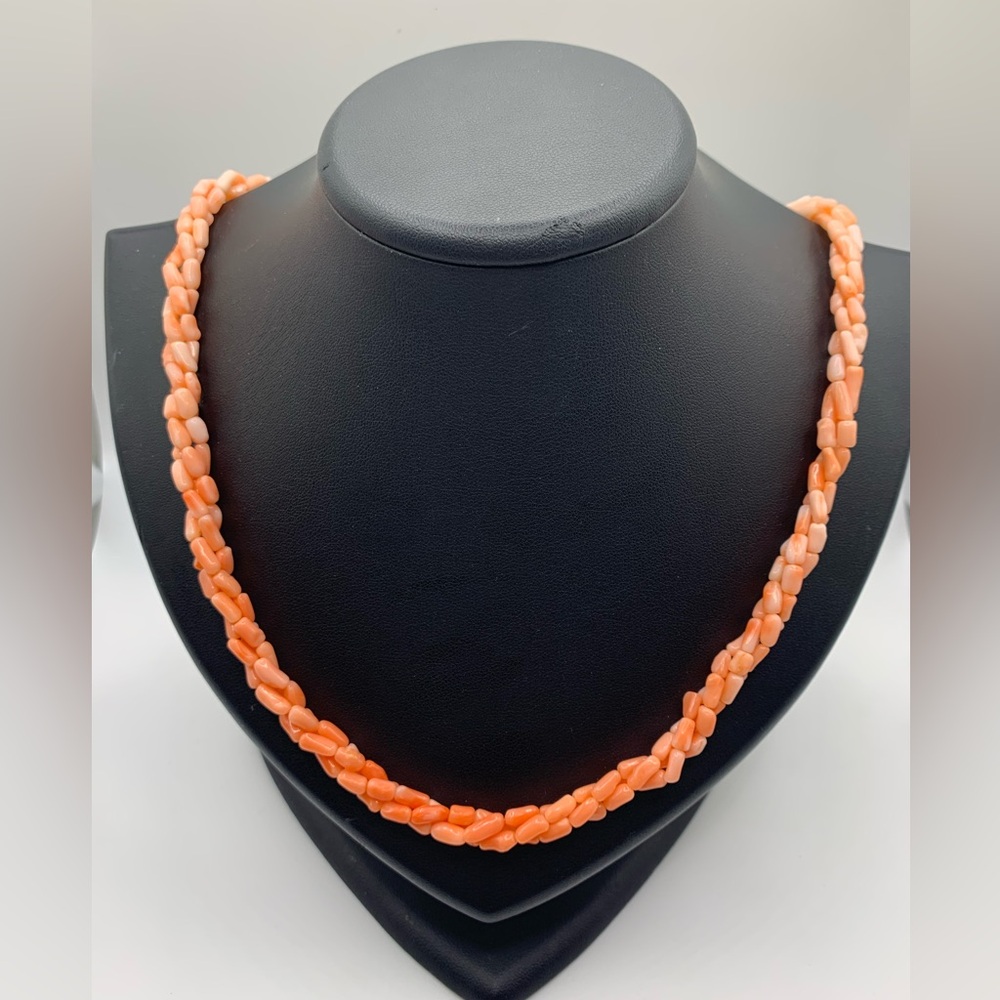 Vintage Angel Skin Coral Twisted Multistrand necklace - Picture 1 of 6